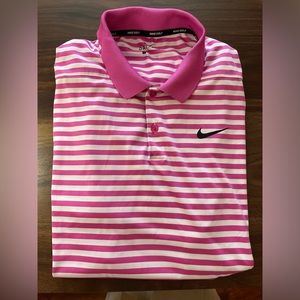 Nike Golf | DRI-FIT Polo Shirt | Large | Pink and White